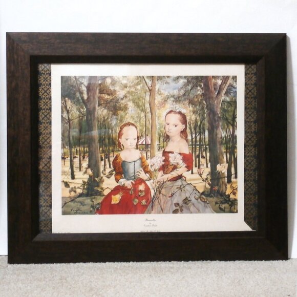Tsugoharu Foujita Framed Litho In U.S.A Two Girls in a...